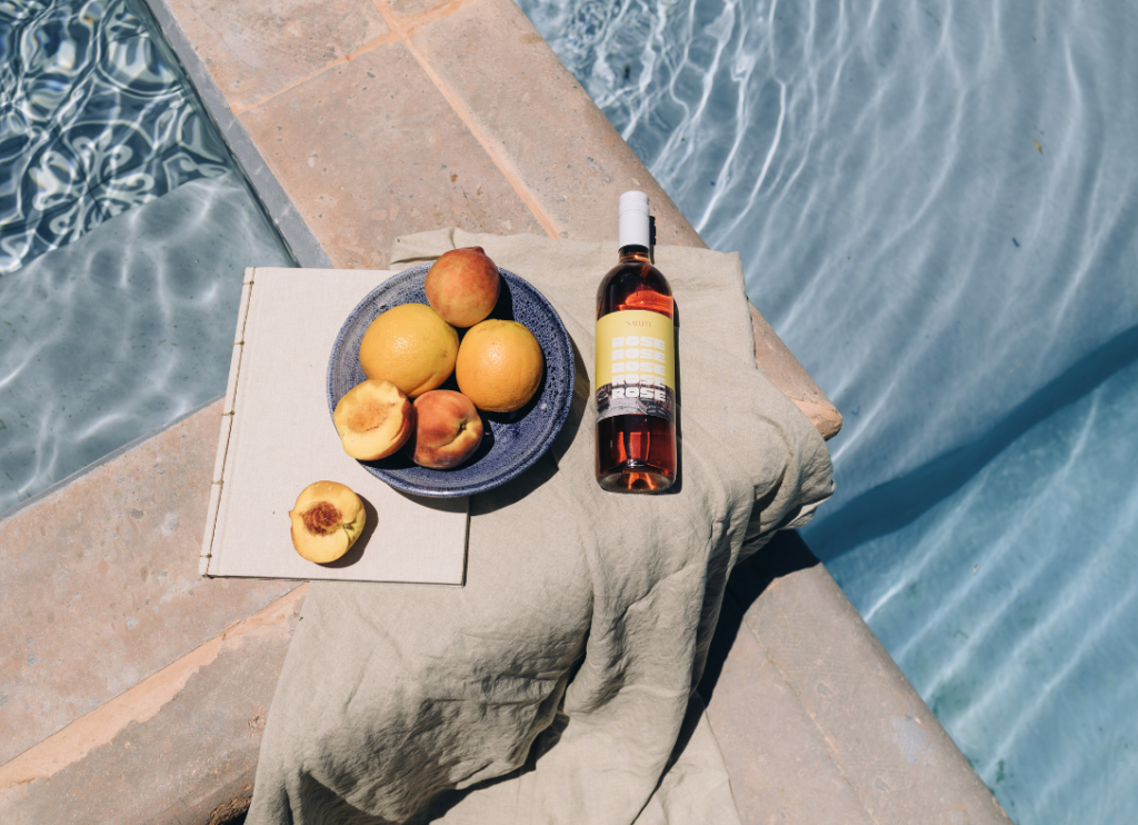 wine tasting in California by the pool